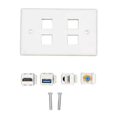 ASHATA 4 Port HDMI Coax Ethernet Wall Plate | HDMI, USB 3.0, RJ45, Cat6 Compatible (7.5cm x 11.7cm x 3.2cm) thumbnail 6