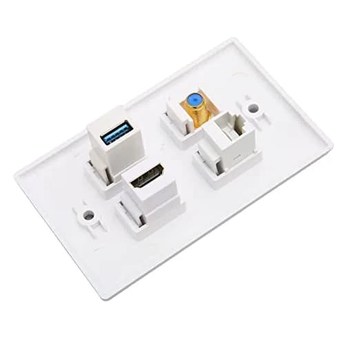 ASHATA 4 Port HDMI Coax Ethernet Wall Plate | HDMI, USB 3.0, RJ45, Cat6 Compatible (7.5cm x 11.7cm x 3.2cm) thumbnail 7