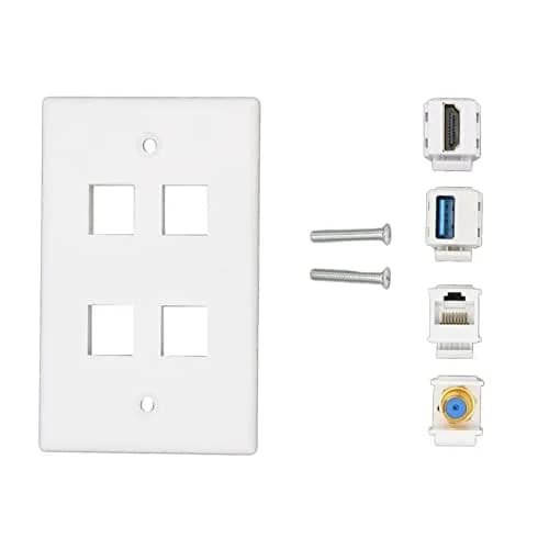 ASHATA 4 Port HDMI Coax Ethernet Wall Plate | HDMI, USB 3.0, RJ45, Cat6 Compatible (7.5cm x 11.7cm x 3.2cm) thumbnail 8
