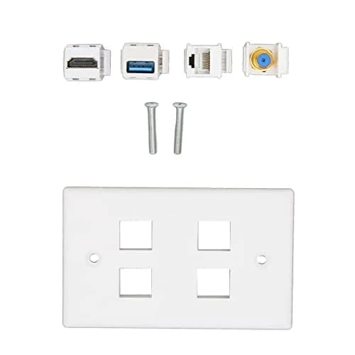 ASHATA 4 Port HDMI Coax Ethernet Wall Plate | HDMI, USB 3.0, RJ45, Cat6 Compatible (7.5cm x 11.7cm x 3.2cm) thumbnail 9