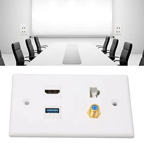 ASHATA 4 Port HDMI Coax Ethernet Wall Plate | HDMI, USB 3.0, RJ45, Cat6 Compatible (7.5cm x 11.7cm x 3.2cm) thumbnail 2