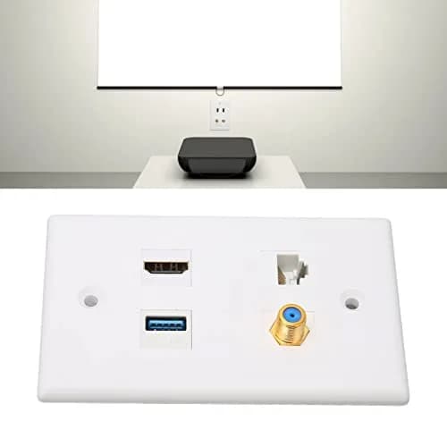 ASHATA 4 Port HDMI Coax Ethernet Wall Plate | HDMI, USB 3.0, RJ45, Cat6 Compatible (7.5cm x 11.7cm x 3.2cm) thumbnail 3