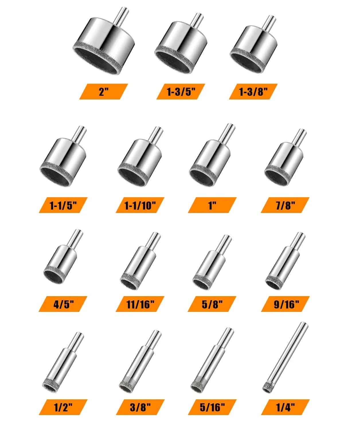Semderm Diamond Hole Saw Drill Bit Set 15 PCS (6 mm - 50 mm) | For Tile, Glass, Granite, Stone - view 2