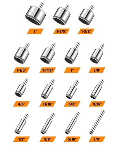 Semderm Diamond Hole Saw Drill Bit Set 15 PCS (6 mm - 50 mm) | For Tile, Glass, Granite, Stone thumbnail 2