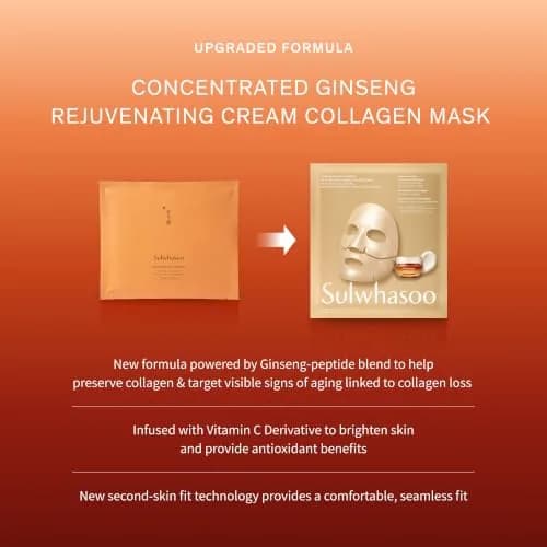 Sulwhasoo Concentrated Ginseng Rejuvenating Cream Collagen Mask 5 Pack | Visibly Smooth Fine Lines & Reinforce Skin Resilience thumbnail 7