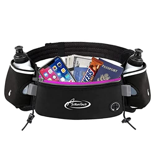 AiRunTech Hydration Running Belt with Bottles Zero Bounce Design for Running, Triathlon, Marathon, 10K, 5K, Trail Fit for Most Smartphones(2 * 300ml / 10OZ Bottle) thumbnail 4