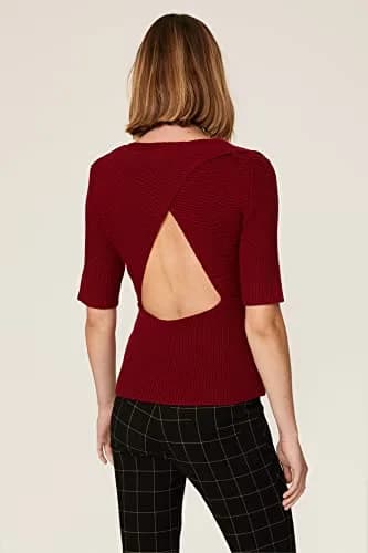 TOME Collective Rent the Runway Pre-Loved Cross Front Sweater, Small | Open Back, Red thumbnail 4