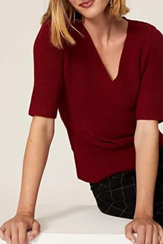 TOME Collective Rent the Runway Pre-Loved Cross Front Sweater, Small | Open Back, Red thumbnail 5