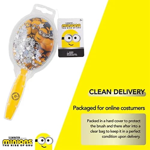 LUV HER Minions Kids Hair Brush with Sparkling Stars Confetti - Ages 3+ | Gentle Detangling for All Hair Types thumbnail 4