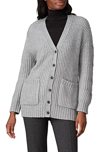 Thakoon Collective Grey Cable Knit Cardigan | V-Neck, Medium, Rayon Blend, 28" Length thumbnail 3