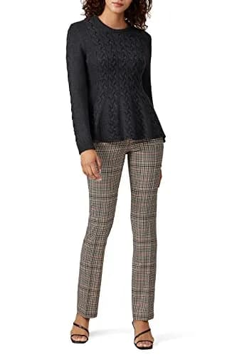 Jason Wu Collective Grey Peplum Sweater | Crew Neck, Cotton Blend, Large thumbnail 1