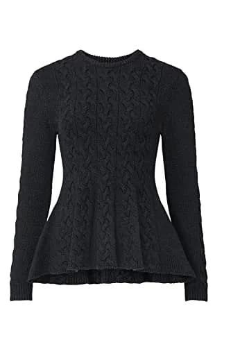 Jason Wu Collective Grey Peplum Sweater | Crew Neck, Cotton Blend, Large thumbnail 2
