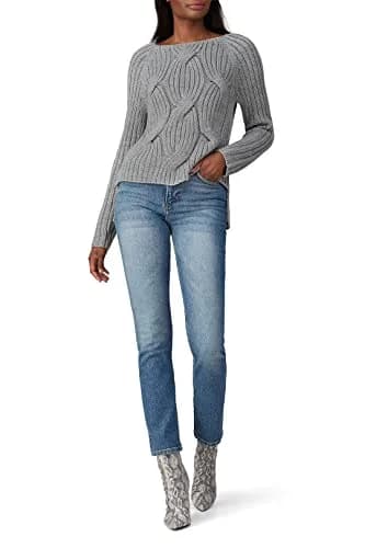KF/KaufmanFranco Collective Grey Cable Knit Sweater | Relaxed Fit, Acrylic & Cotton, Small thumbnail 1
