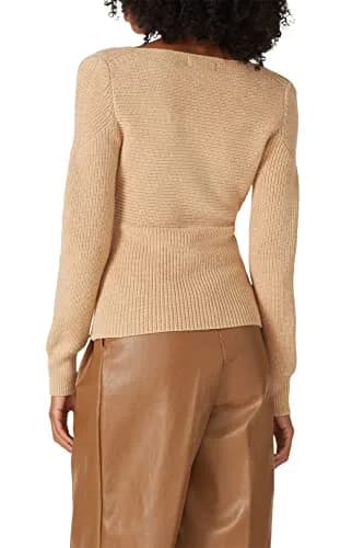 TOME Collective Cross Over Sweater S | Brown Cotton Fitted Sweater with V-Neck thumbnail 4