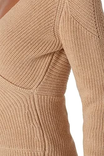 TOME Collective Cross Over Sweater S | Brown Cotton Fitted Sweater with V-Neck thumbnail 5