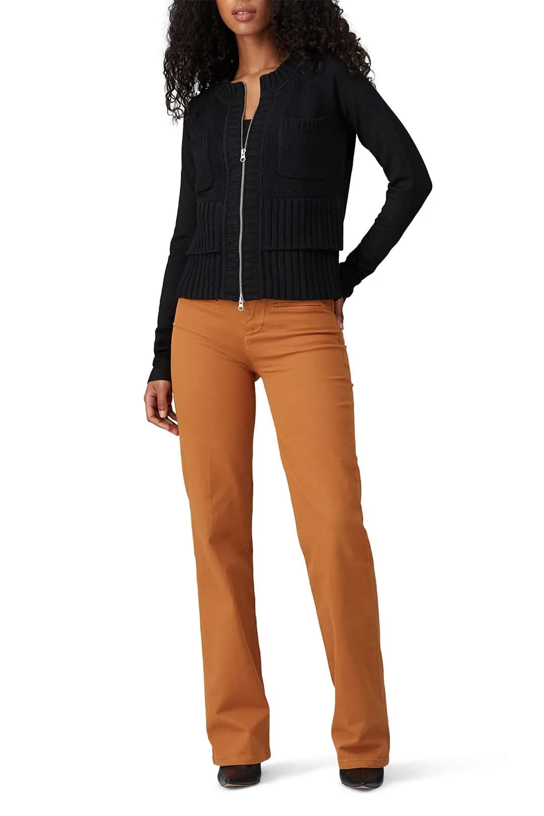 KF/KaufmanFranco Collective Exposed Zipper Knit Sweater Small | Black, US Size