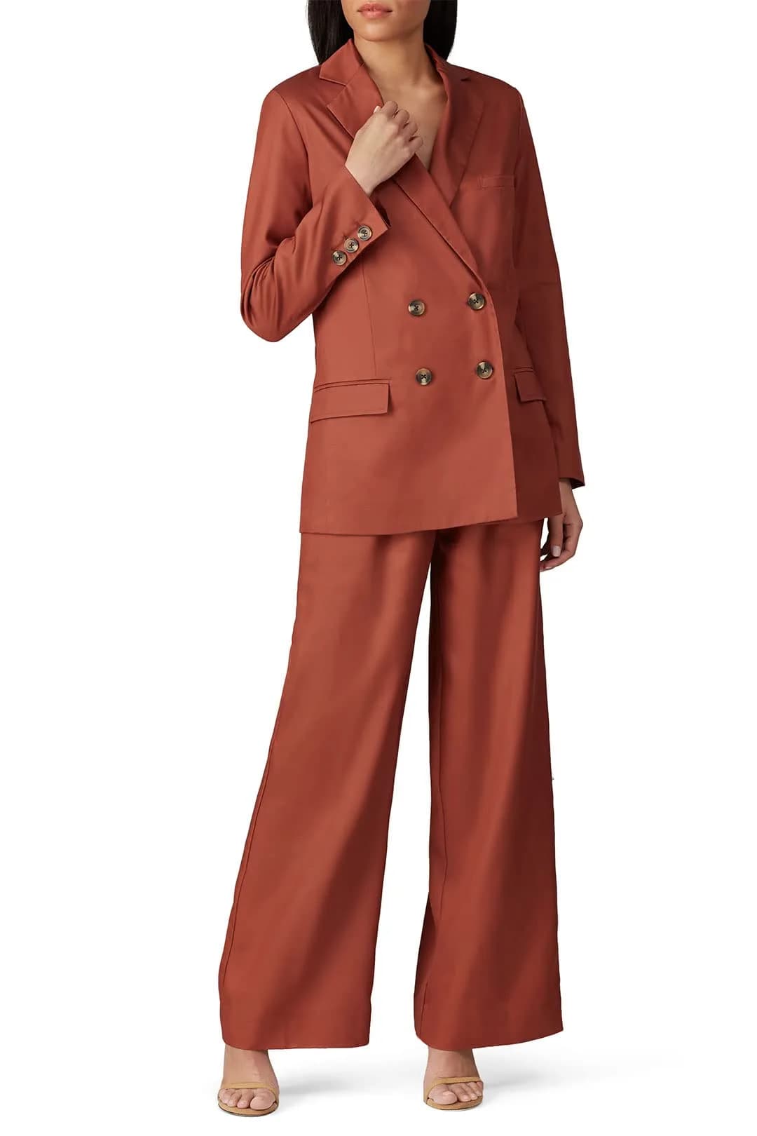 Sweet Baby Jamie Blazer Medium | Classic Double-Breasted Rust Suiting (70-120 chars)