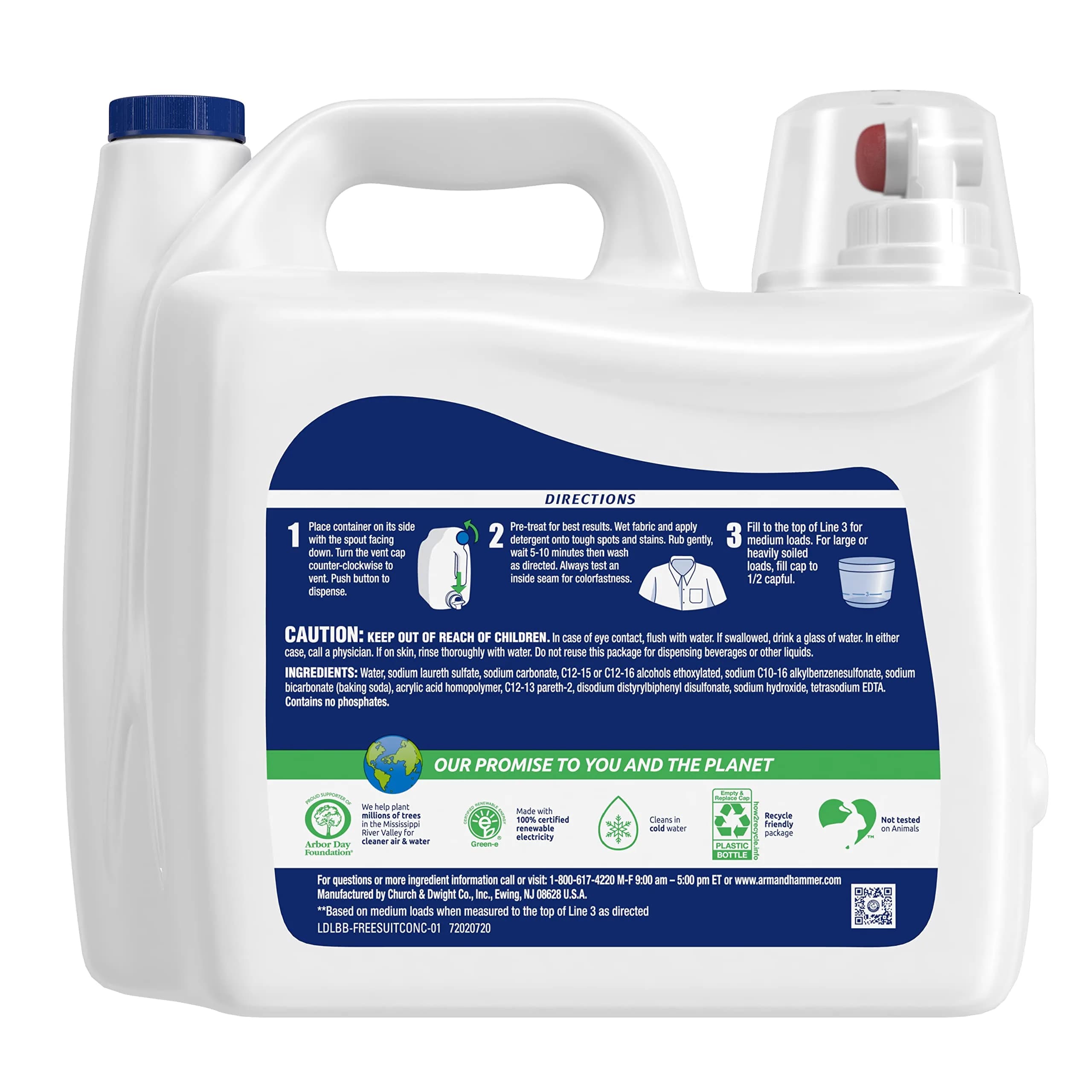 Arm & Hammer Sensitive Skin Free & Clear Liquid Laundry Detergent, 189 Fl Oz (5.6 L) | Hypoallergenic Formula for Indian Homes - view 2
