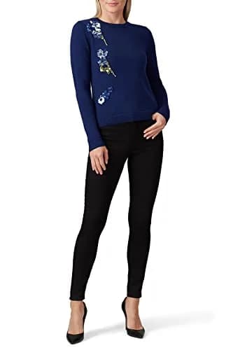 Prabal Gurung Collective Applique Sweater Navy Large | Floral Luxe Texture thumbnail 1