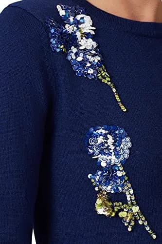 Prabal Gurung Collective Applique Sweater Navy Large | Floral Luxe Texture thumbnail 5
