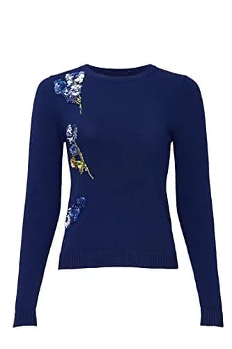 Prabal Gurung Collective Applique Sweater Navy Large | Floral Luxe Texture thumbnail 2