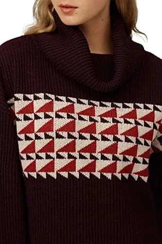 Charli Sweater Lisa Pullover in Purple | Boxy Fit, High Neck, Polyester Blend thumbnail 5