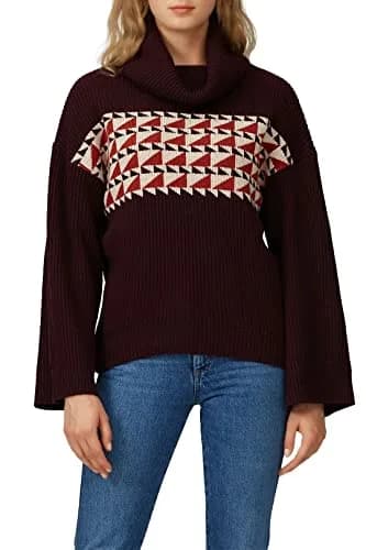 Charli Sweater Lisa Pullover in Purple | Boxy Fit, High Neck, Polyester Blend thumbnail 3