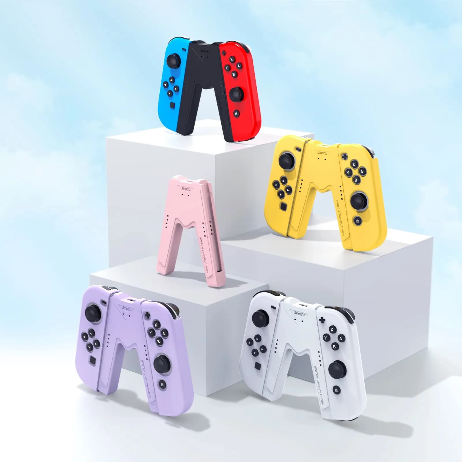 JINGDU White Joy-Con Charging Grip for Nintendo Switch & OLED | Play While Charging - view 6