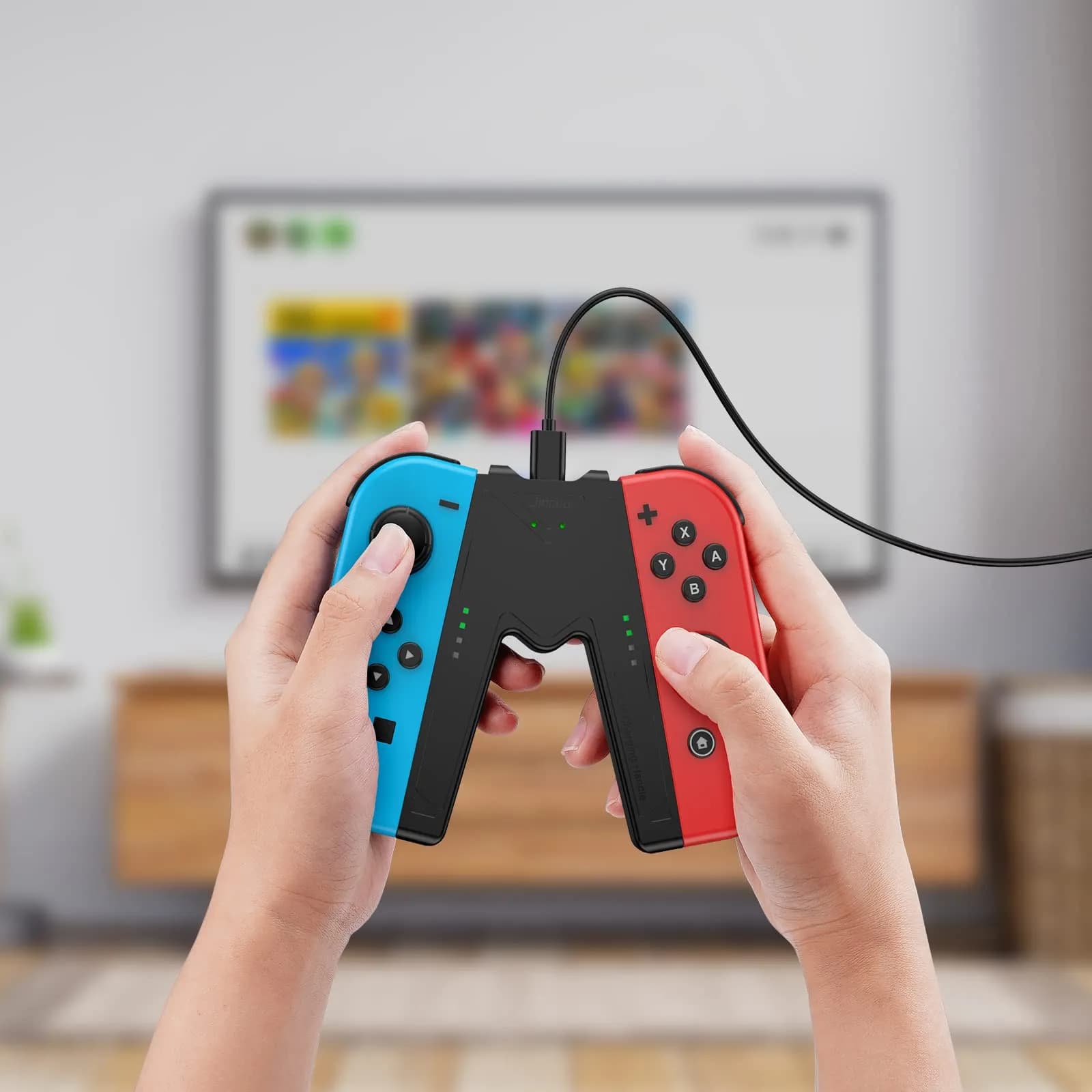 JINGDU White Joy-Con Charging Grip for Nintendo Switch & OLED | Play While Charging - view 7