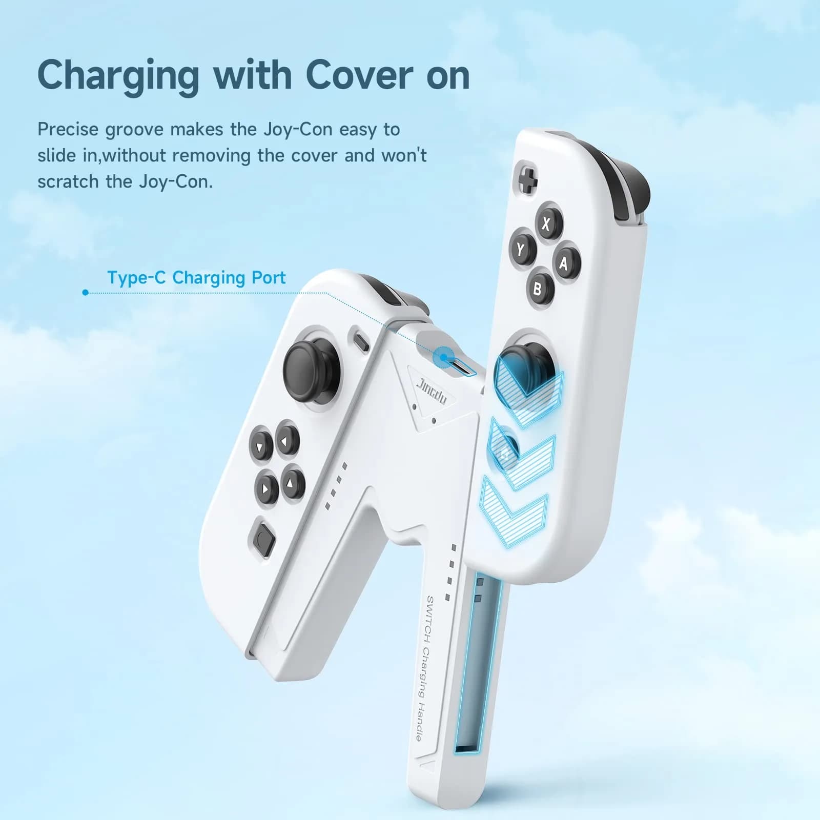 JINGDU White Joy-Con Charging Grip for Nintendo Switch & OLED | Play While Charging - view 4