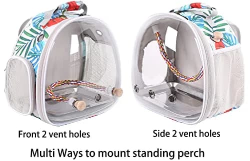 ORIZZP Bird Carrier Backpack with Rope Perch & Bubble Window, Multi-Colored Polyester, 35.6cm (14in) Height | Portable Pet Travel Bag thumbnail 2