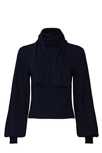 SEE BY Chloé Blue Knit Bow Sweater | Fitted, Polyester Blend, 25" Length thumbnail 1