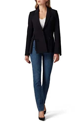 Prabal Gurung Collective Rent the Runway Pre-Loved Black Tie Blazer, 2 | Feminine fall blazer with side tie, polyester blend, slim fit thumbnail 3