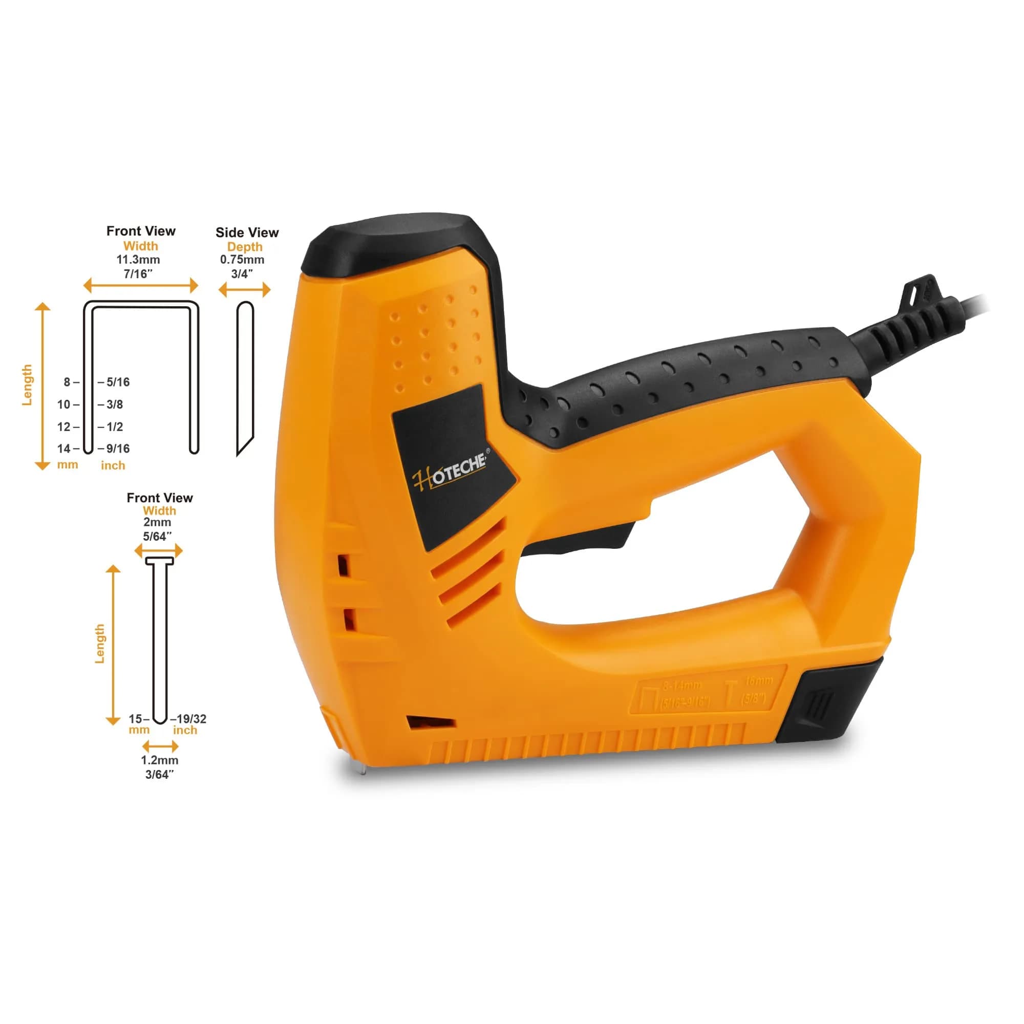 Hoteche Electric Brad Nailer & Stapler - 2-in-1 Power Tool for Woodworking & Upholstery, 15mm Brad Nails & 8-14mm Staples - view 3