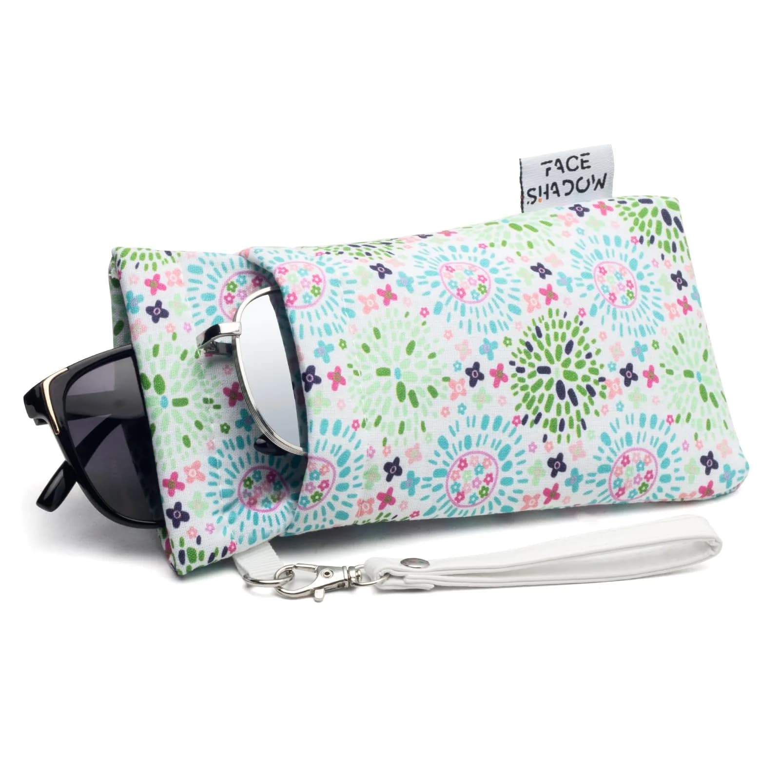 Face Shadow Soft Eyeglass Case with Squeeze Top & Wrist Strap | Fits Two Pairs, Microfiber Lined - main product image