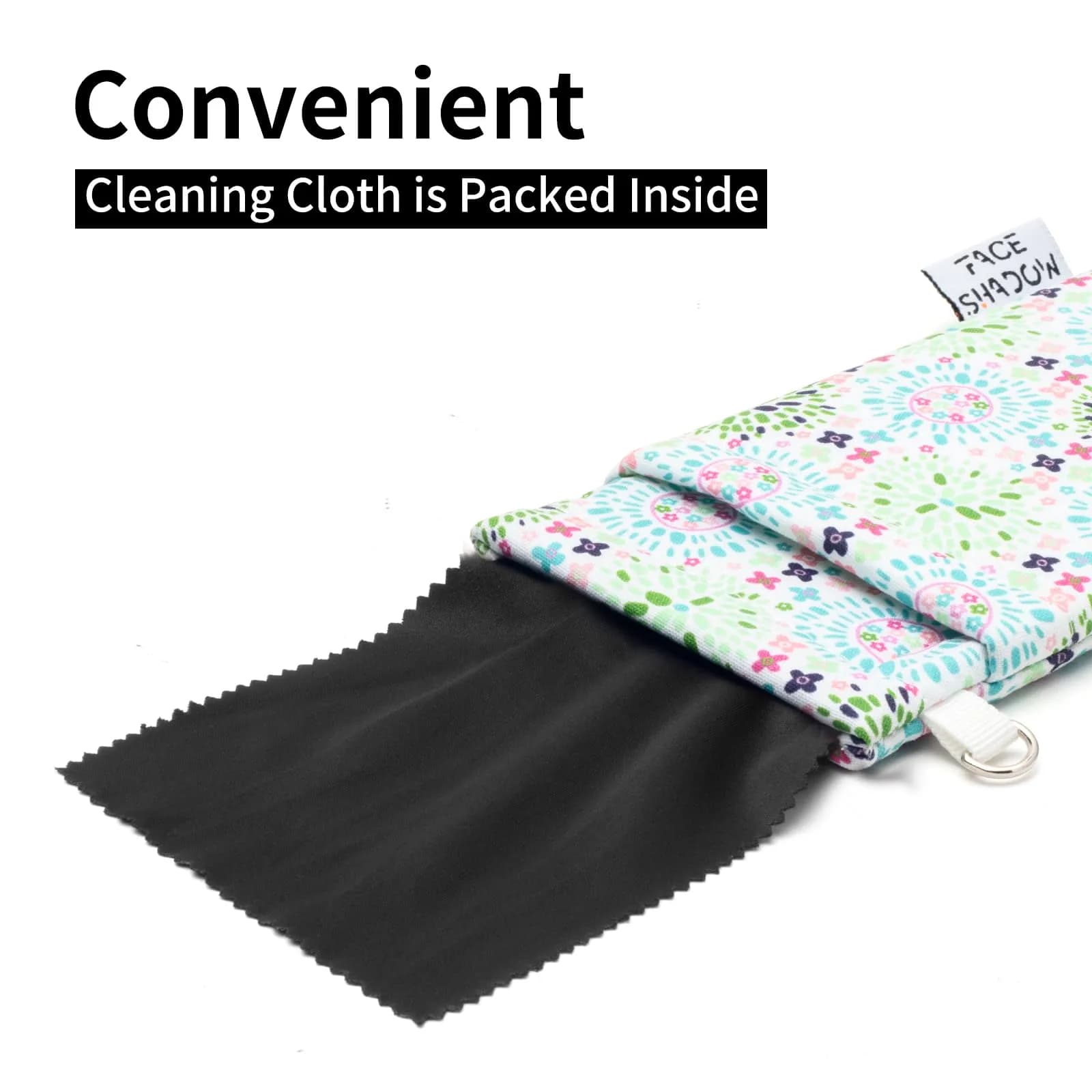 Face Shadow Soft Eyeglass Case with Squeeze Top & Wrist Strap | Fits Two Pairs, Microfiber Lined - view 4