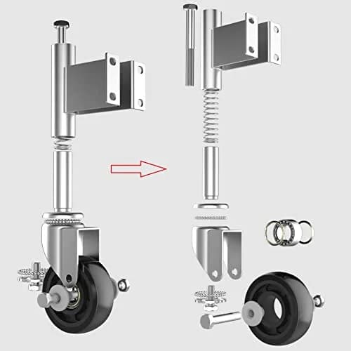 Homhoo Spring Loaded Gate Wheel 10.2cm (4 Inch) 2 Pack | Heavy Duty Steel Swivel Caster for Outdoor Wooden Gates, 330 LBS Load Capacity thumbnail 8