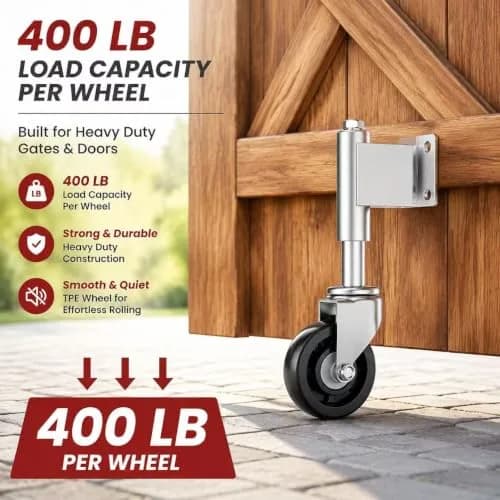 Homhoo 5” Spring Loaded Gate Wheel for Outdoor Wooden Gate Fence | Heavy Duty Support, 2 Pack thumbnail 4