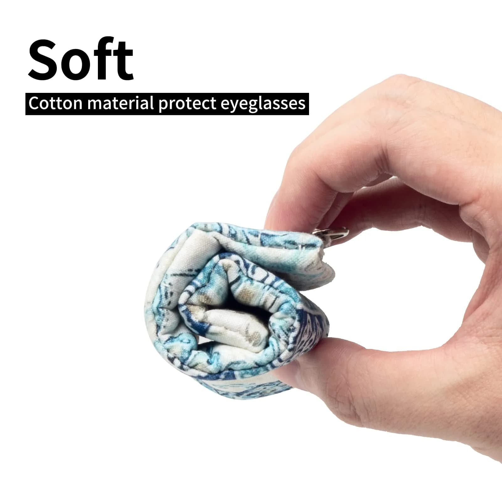 Face Shadow Blue Plant Double Glasses Case with Wrist Strap | Soft Eyeglass Case for Women & Men - view 5