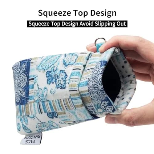 Face Shadow Blue Plant Double Glasses Case with Wrist Strap | Soft Eyeglass Case for Women & Men thumbnail 2
