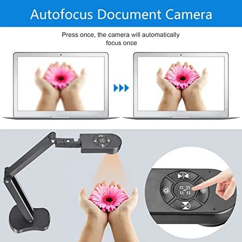 kitchbai 8MP Document Camera Visualiser 2448P | 4K USB Webcam with Dual Mics & 3-Level LED Light thumbnail 5