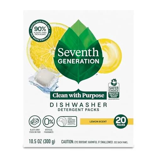 Seventh Generation Dishwasher Detergent Pods Lemon Scent 20 Count (Pack of 1) | USDA Certified Biobased Product 78% thumbnail 1
