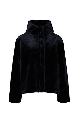 Samsøe Sabal Faux Fur Jacket | Hooded, Blue, Medium | Trendy Pre-Loved Coat thumbnail 2