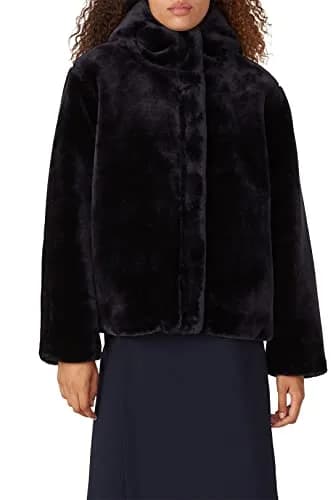 Samsøe Sabal Faux Fur Jacket | Hooded, Blue, Medium | Trendy Pre-Loved Coat thumbnail 3