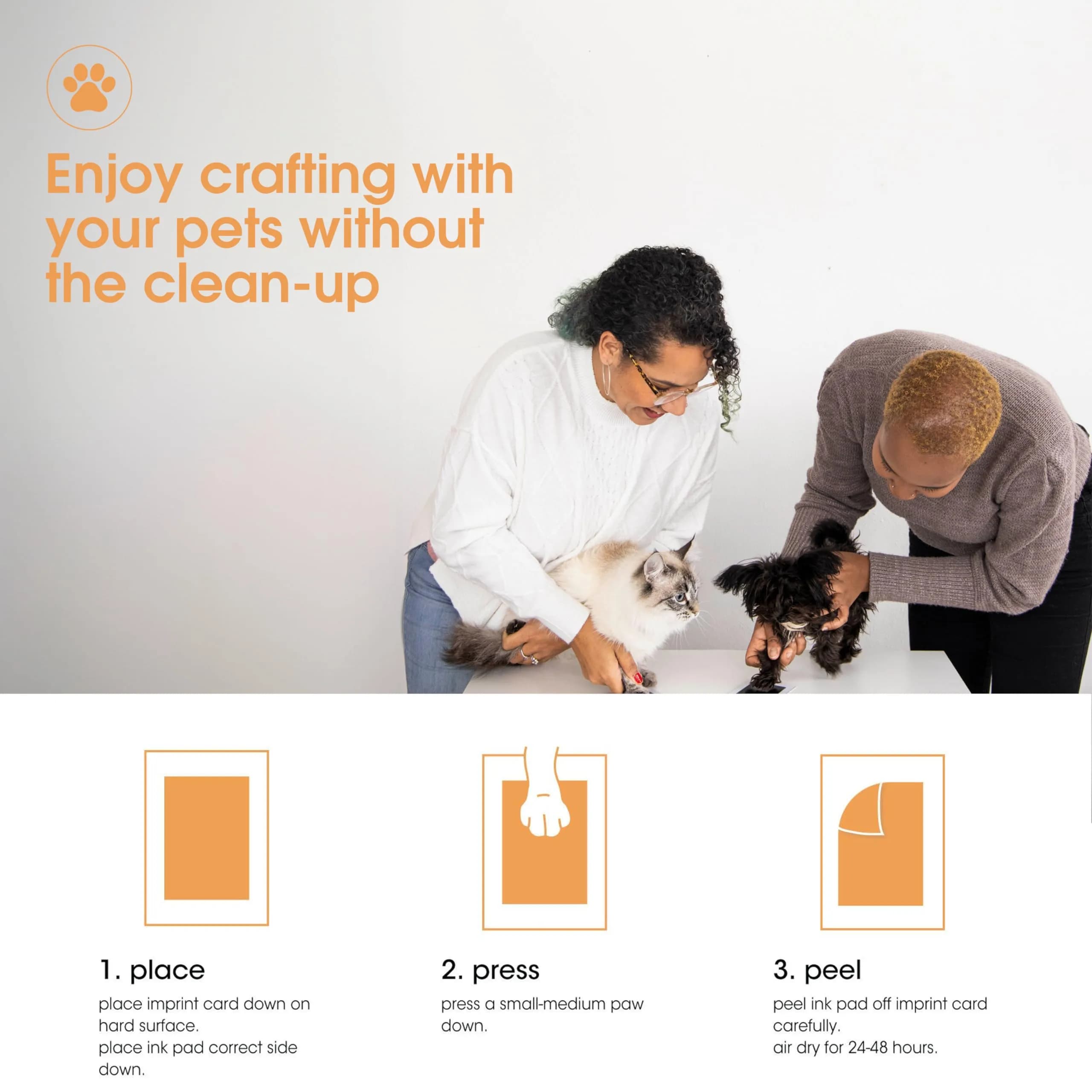 Pearhead Paw Print Clean-Touch Ink Pad Kit, Mess Free Inkless Pet Impression Kit, Safe for Cats and Dogs, Pack of 2 - view 3