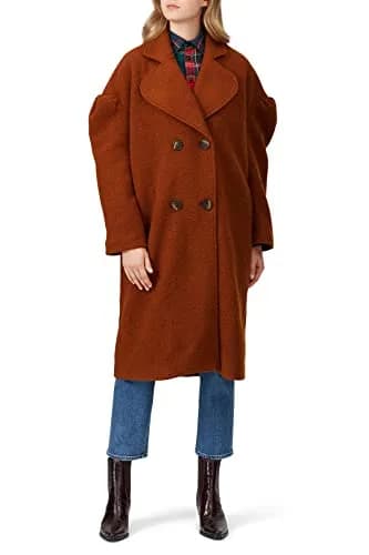 Line + Dot Leonora Coat S | Fitted Wool & Crepe, Brown, Perfect for Fall & Indian Climate thumbnail 1