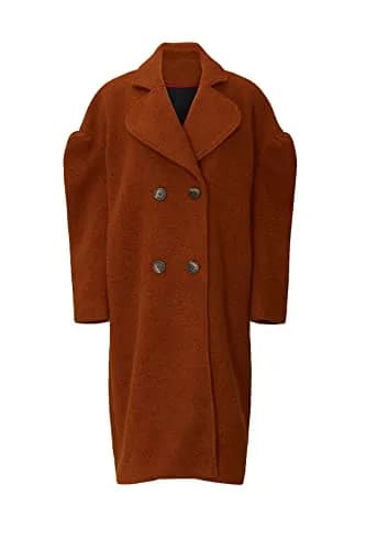 Line + Dot Leonora Coat S | Fitted Wool & Crepe, Brown, Perfect for Fall & Indian Climate thumbnail 2
