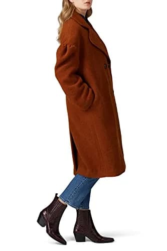 Line + Dot Leonora Coat S | Fitted Wool & Crepe, Brown, Perfect for Fall & Indian Climate thumbnail 3