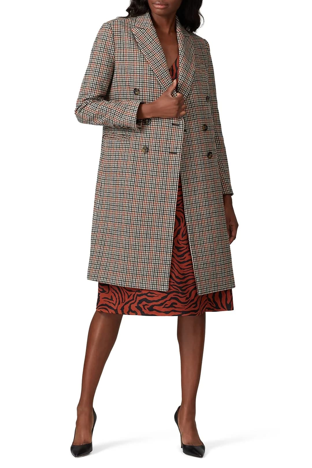 Sweet Baby Jamie Double Breasted Plaid Coat | Wool & Polyester, X-Large | Menswear-Inspired Style — Multi