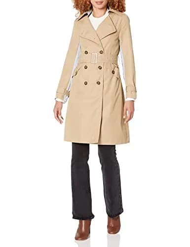 Thakoon Collective Trench Coat 6 | Classic Striped Camel Design, US Import, Loose Fit, 39.5" Length thumbnail 1